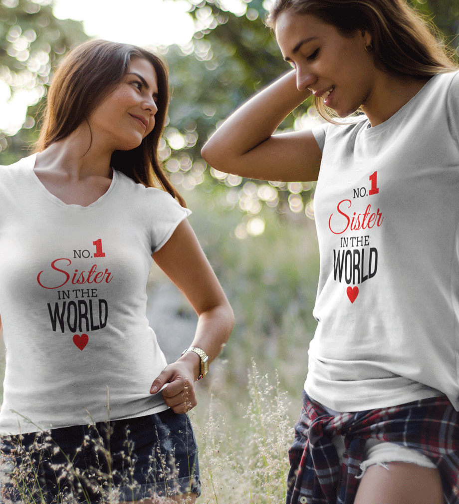 No. 1 Sister Sister Half Sleeves T-Shirts -FunkyTees
