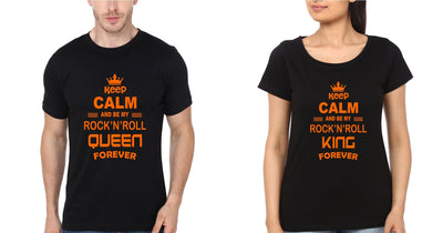 Rock N Roll King Queen Couple Half Sleeves T-Shirts -FunkyTees