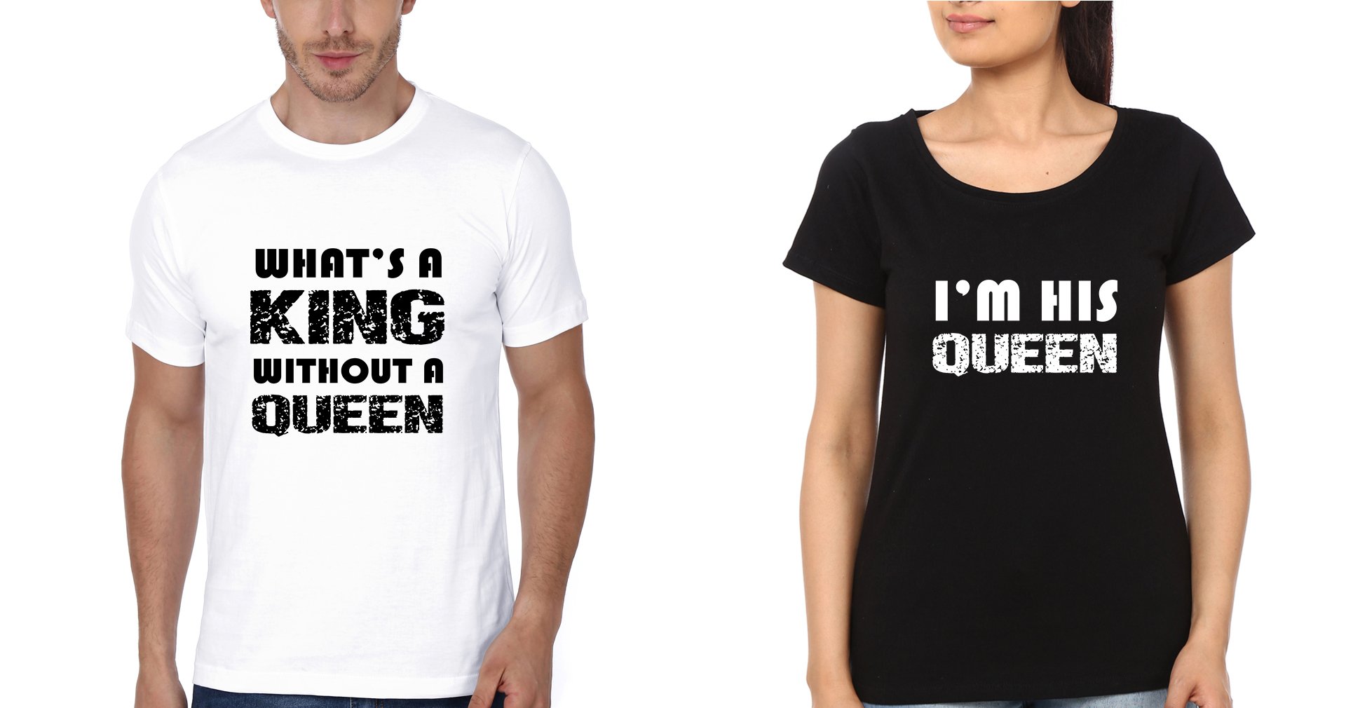 I'M His Queen Couple Half Sleeves T-Shirts -FunkyTees