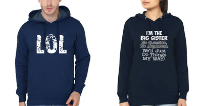 I'M The Big Sister LOL Brother-Sister Hoodies-FunkyTees