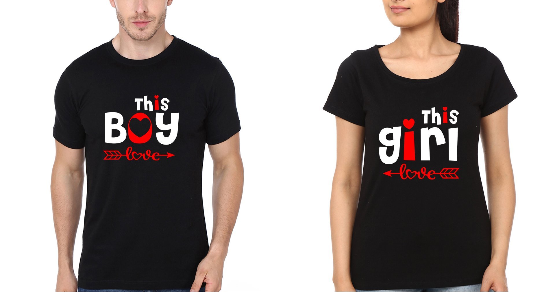 This Girl Love This Boy Love Couple Half Sleeves T-Shirts -FunkyTees