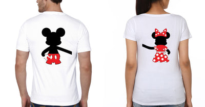Mickey Minnie Couple Half Sleeves T-Shirts -FunkyTees