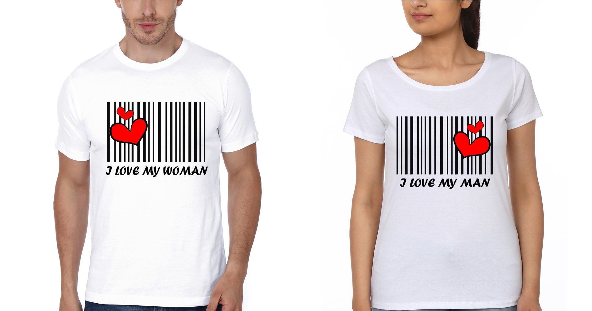 I Love My Man I Love my WomAn Couple Half Sleeves T-Shirts -FunkyTees