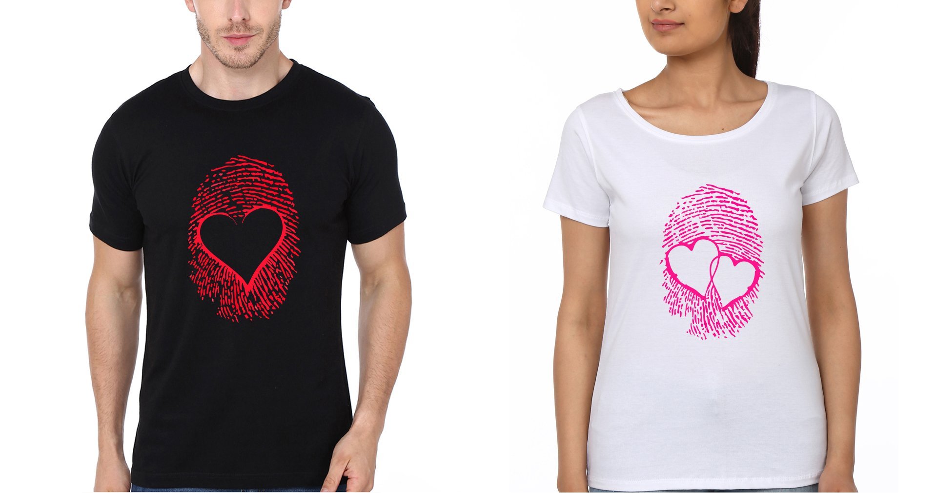 Love Prints Couple Half Sleeves T-Shirts -FunkyTees