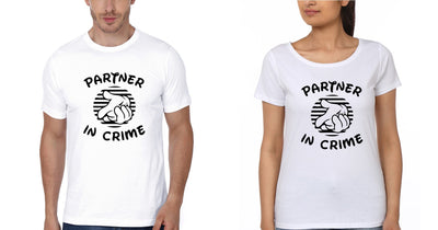 Partners in Crime Couple Half Sleeves T-Shirts -FunkyTees