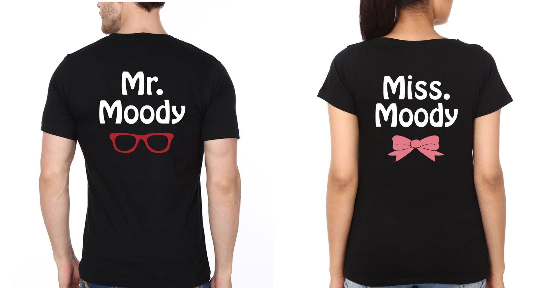 Mr Moody Miss Moody Couple Half Sleeves T-Shirts -FunkyTees