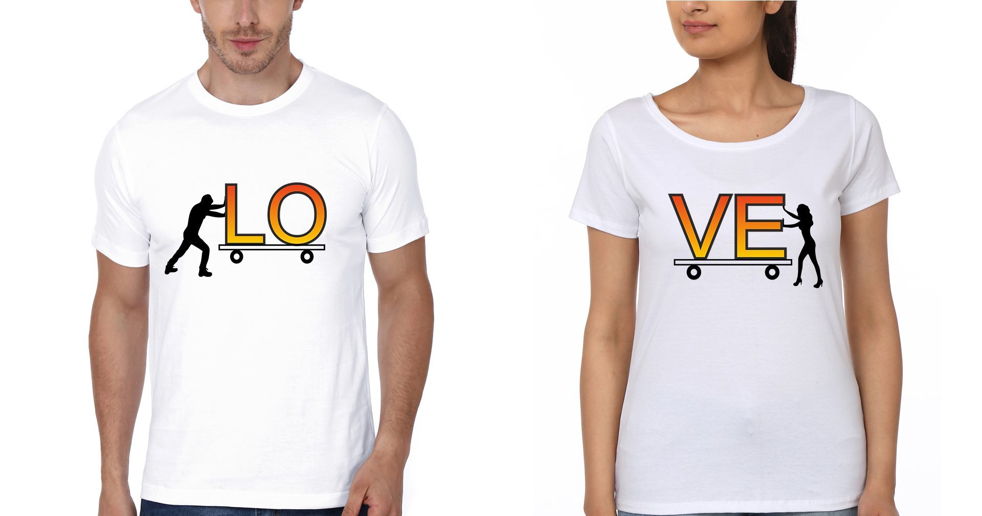 Love Couple Half Sleeves T-Shirts -FunkyTees