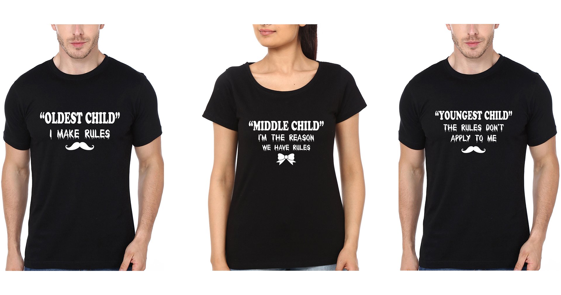 Oldest Middle Youngest Child Brother-Sister Half Sleeves T-Shirts -FunkyTees