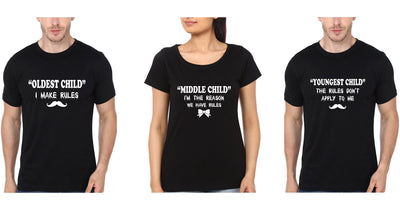 Oldest Middle Youngest Child Brother-Sister Half Sleeves T-Shirts -FunkyTees