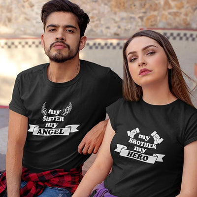 My Brother My Hero my Sister My Angel Brother-Sister Half Sleeves T-Shirts -FunkyTees