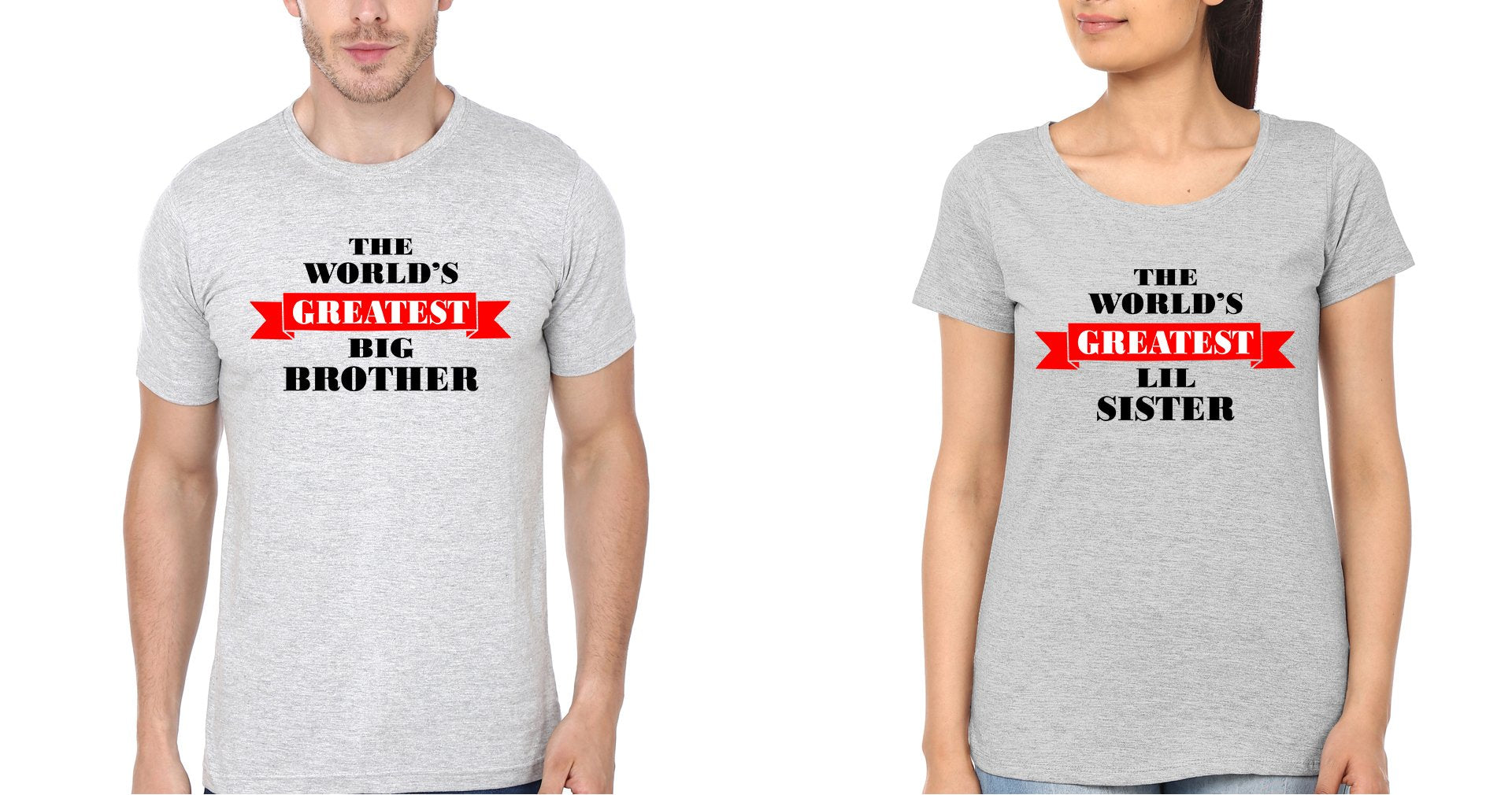 The World's Greates Big Brother And Lil Sister Brother-Sister Half Sleeves T-Shirts -FunkyTees