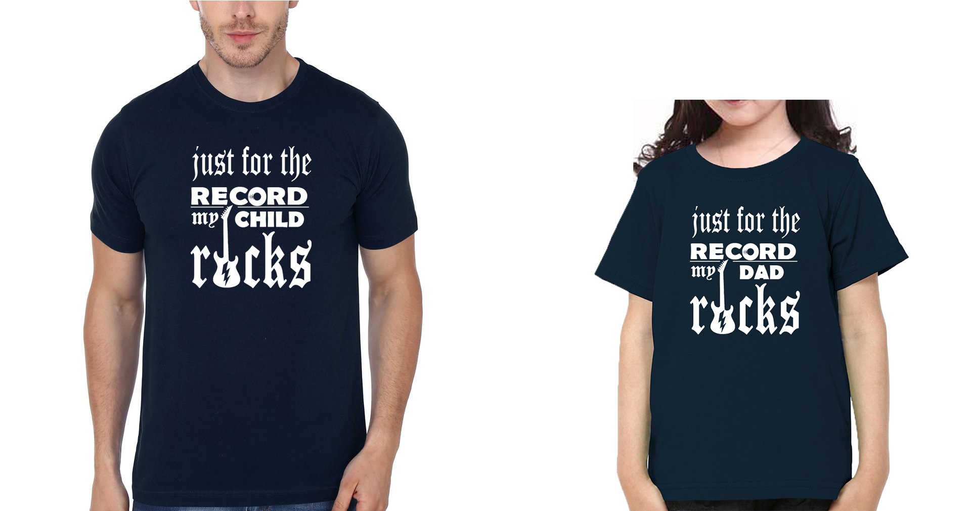 Dad Child Rocks Father and Daughter Matching T-Shirt- FunkyTeesClub