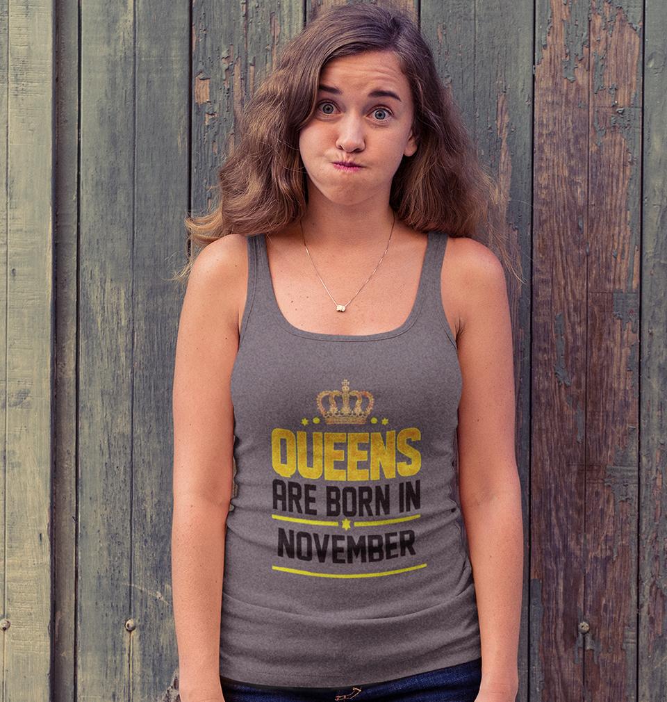 Queens Are Born In November Women Tank Top-FunkyTeesClub