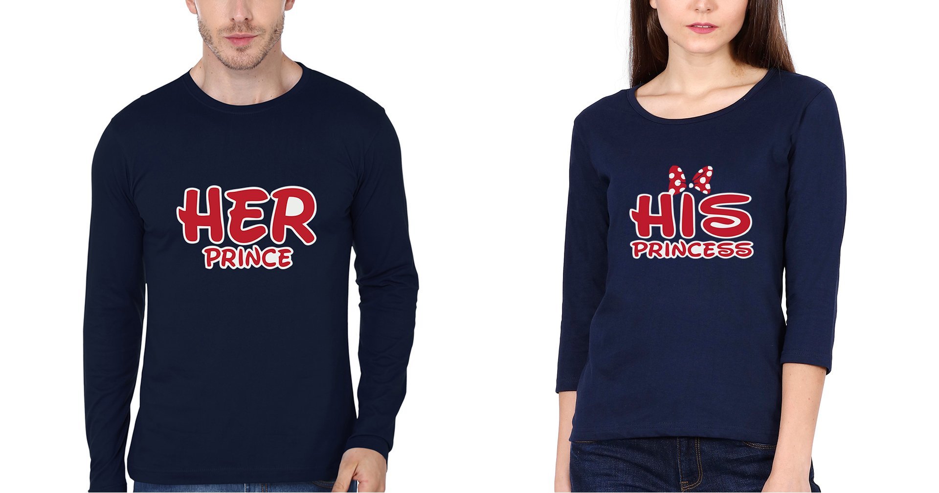 Prince & Princess Couple Full Sleeves T-Shirts -FunkyTees
