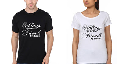 Siblings By Birth Brother-Sister Half Sleeves T-Shirts -FunkyTees