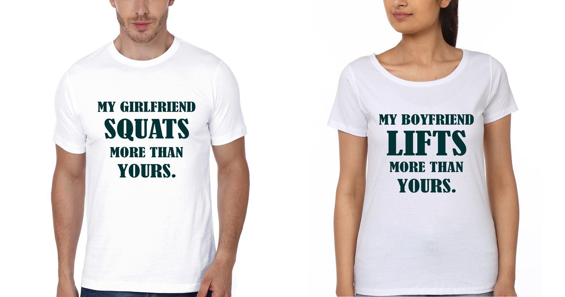 Squats Lifts Couple Half Sleeves T-Shirts -FunkyTees