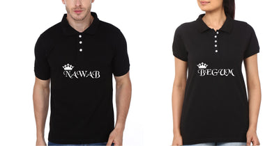 Nawab Begum Couple Polo Half Sleeves T-Shirts -FunkyTees