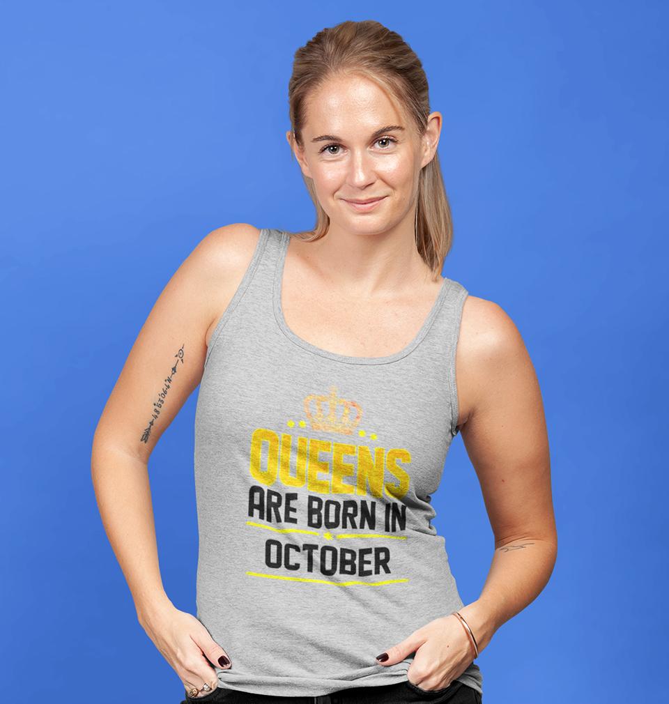 Queens Are Born In October Women Tank Top-FunkyTeesClub