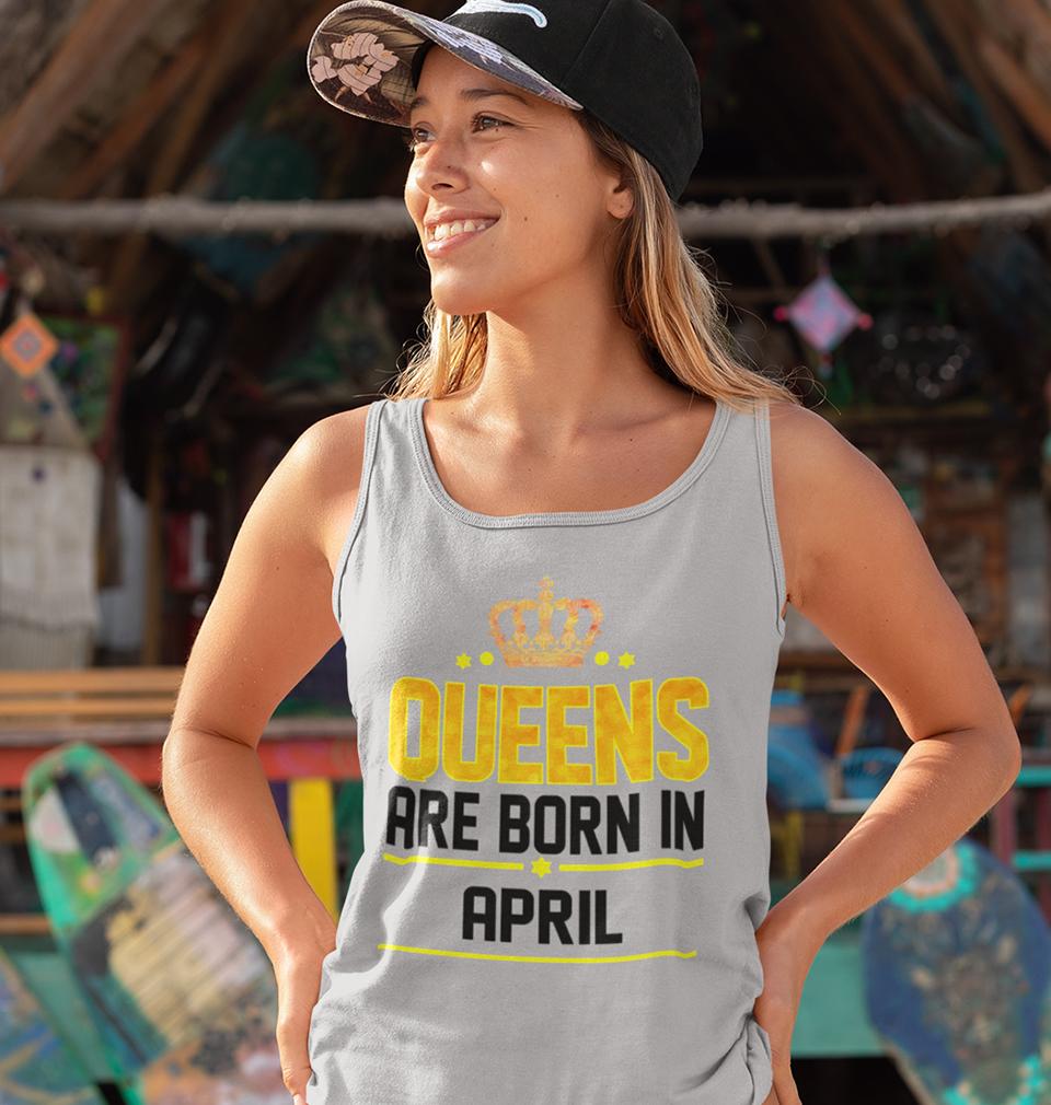 Queens Are Born In April Women Tank Top-FunkyTeesClub
