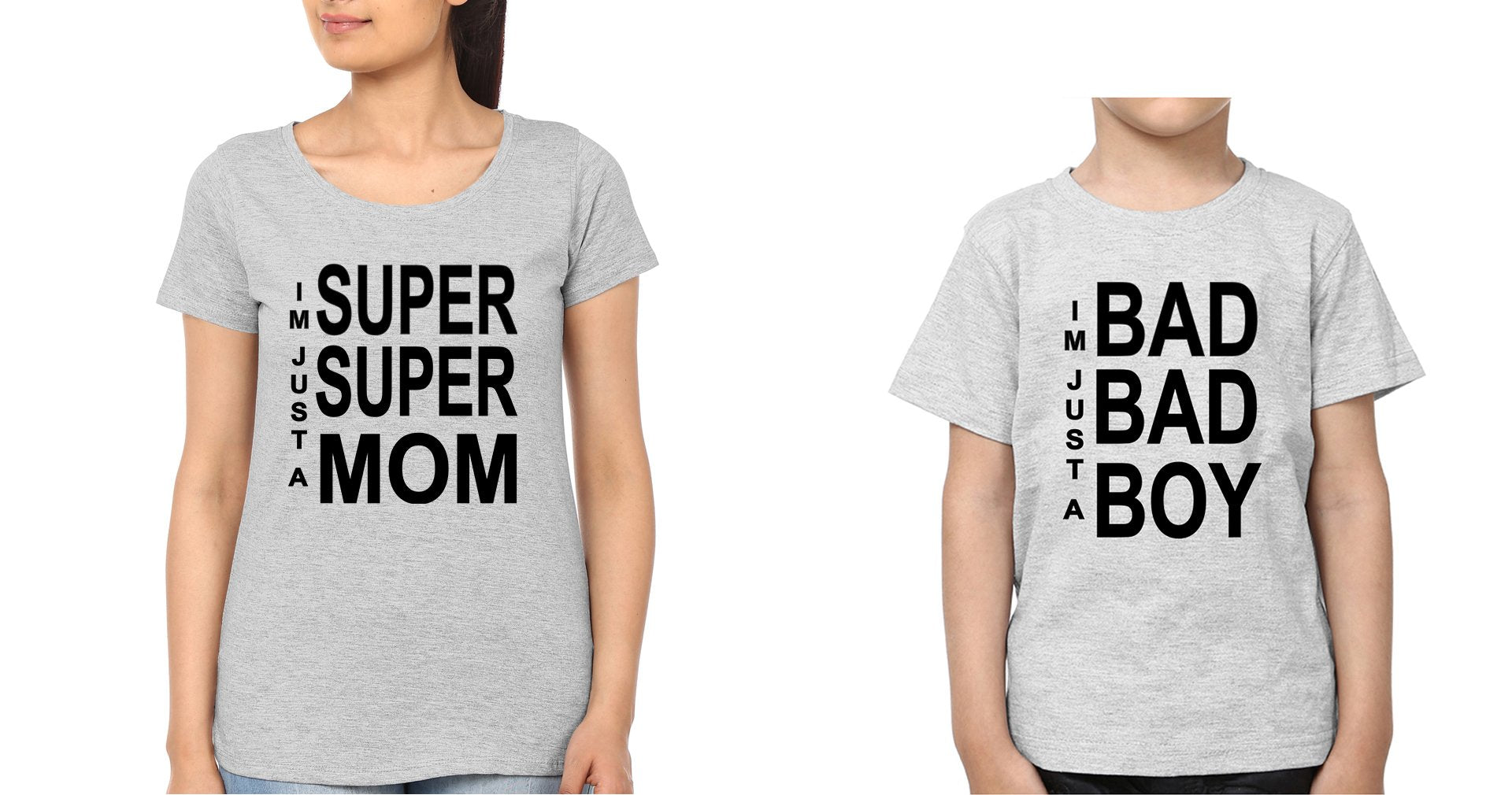 Bad Bad Boy Super super Mom Mother and Son Matching T-Shirt- FunkyTeesClub
