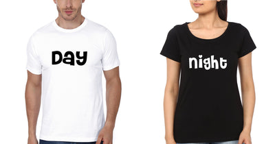 Day Night Couple Half Sleeves T-Shirts -FunkyTees