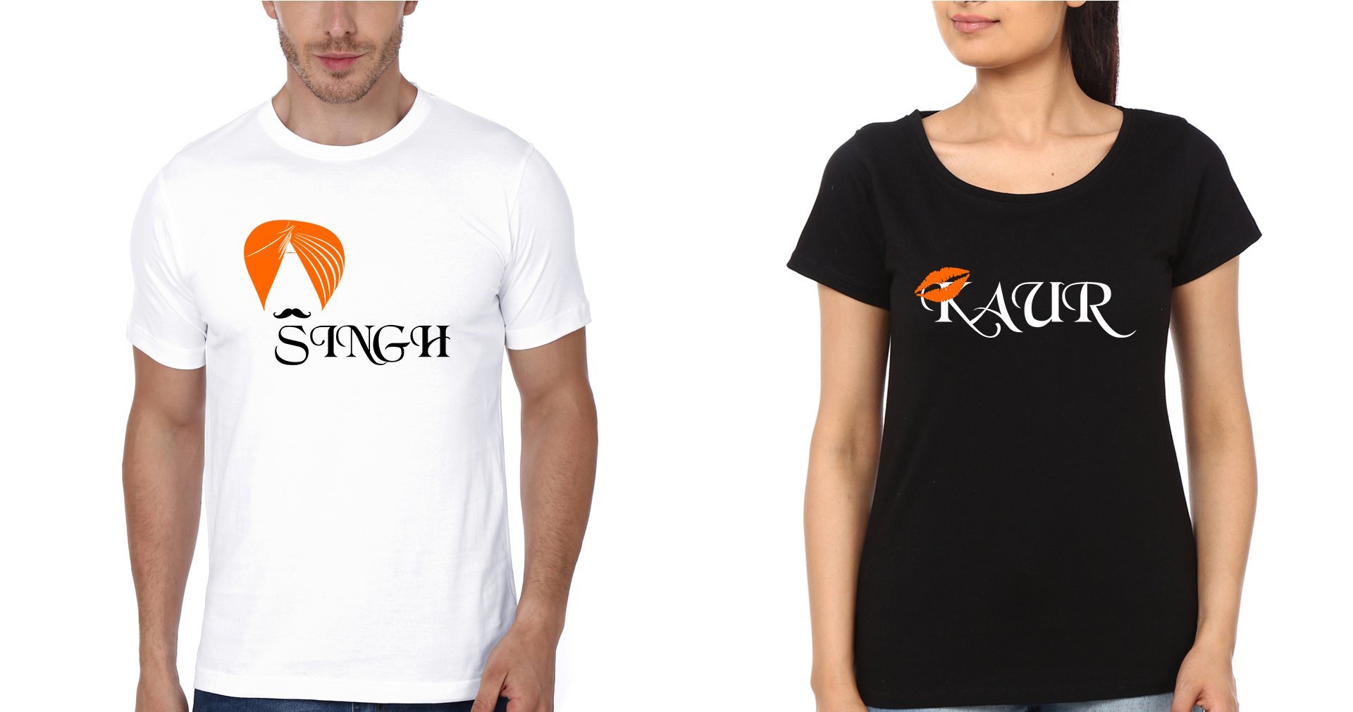 Singh And Kaur Couple Half Sleeves T-Shirts -FunkyTees