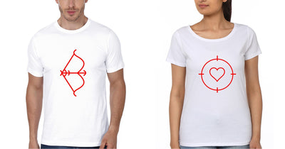 Heart Aerow Couple Half Sleeves T-Shirts -FunkyTees