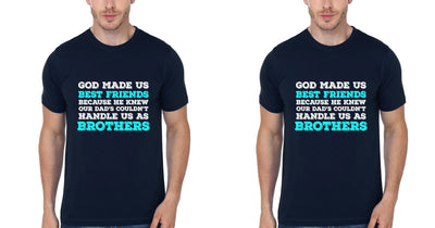 FunkyTees God Made Us Best Friends BFF Navy Blue Half Sleeve T Shirt