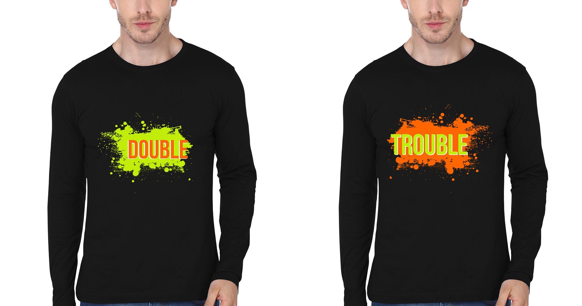Double Trouble Brother-Brother Full Sleeves T-Shirts -FunkyTees