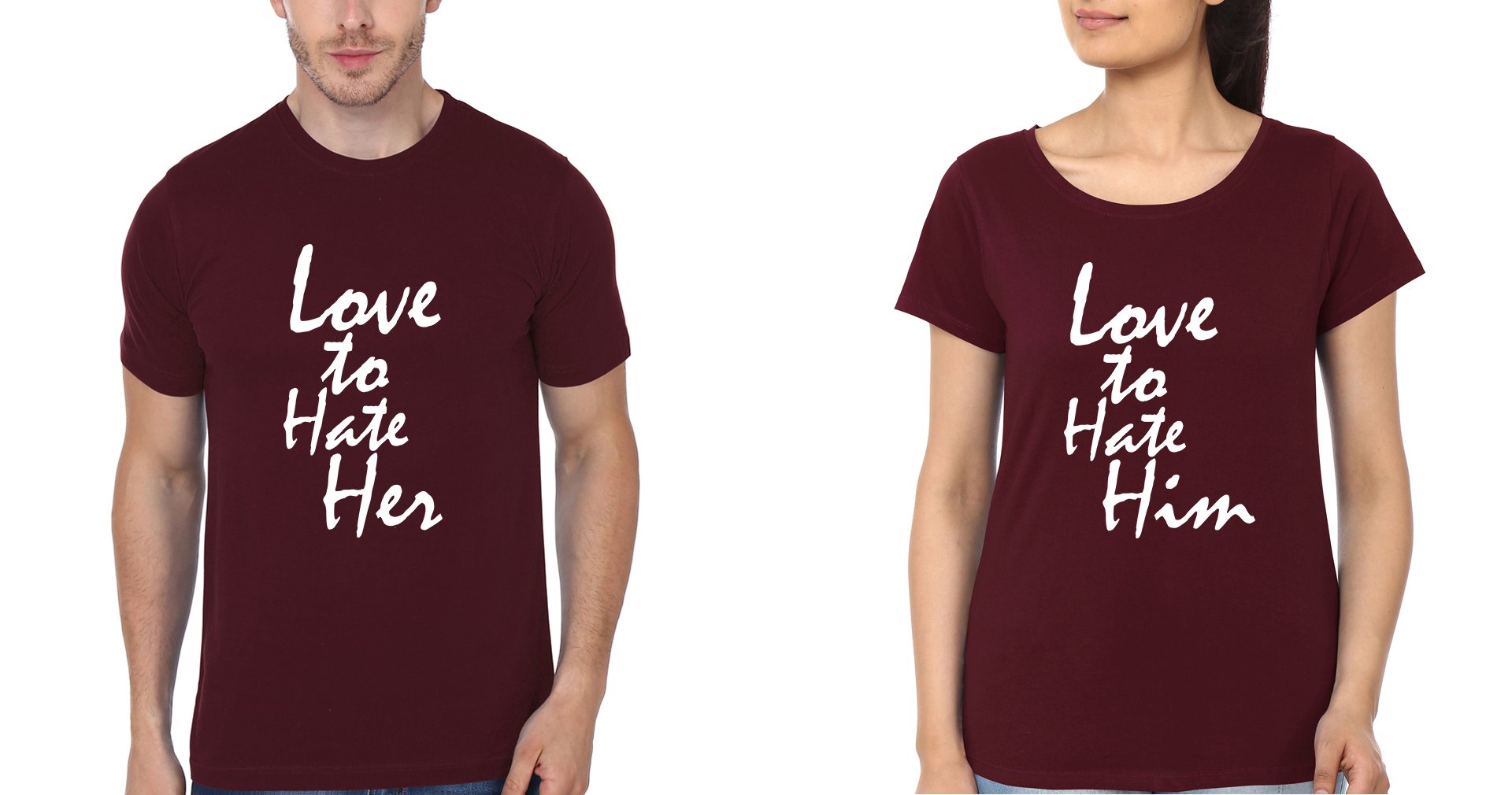 Love To Hate Him Brother-Sister Half Sleeves T-Shirts -FunkyTees