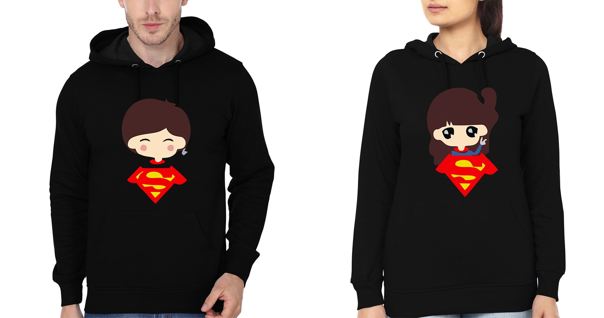 Super Man Super Girl Couple Hoodie-FunkyTees