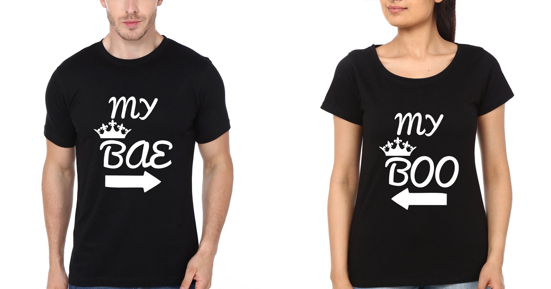 My BAE My Boo Couple Half Sleeves T-Shirts -FunkyTees