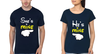 He is Mine She is Mine Couple Half Sleeves T-Shirts -FunkyTees