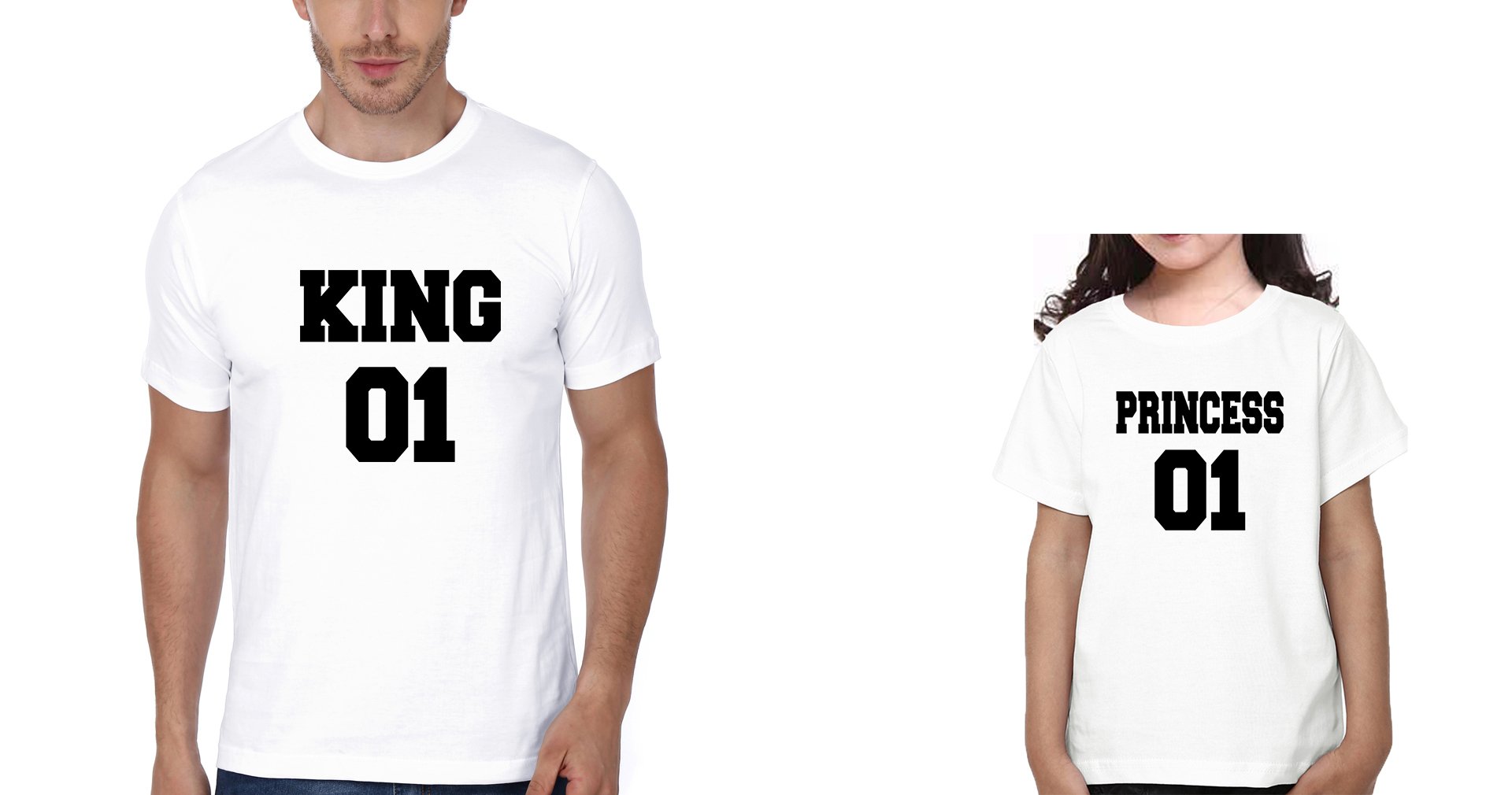 King 01 Princess 01 Father and Daughter Matching T-Shirt- FunkyTeesClub