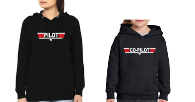 Pilot & Co-Pilot Mother and Daughter Matching Hoodies- FunkyTeesClub