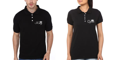 Pocket King Queen Couple Polo Half Sleeves T-Shirts -FunkyTees