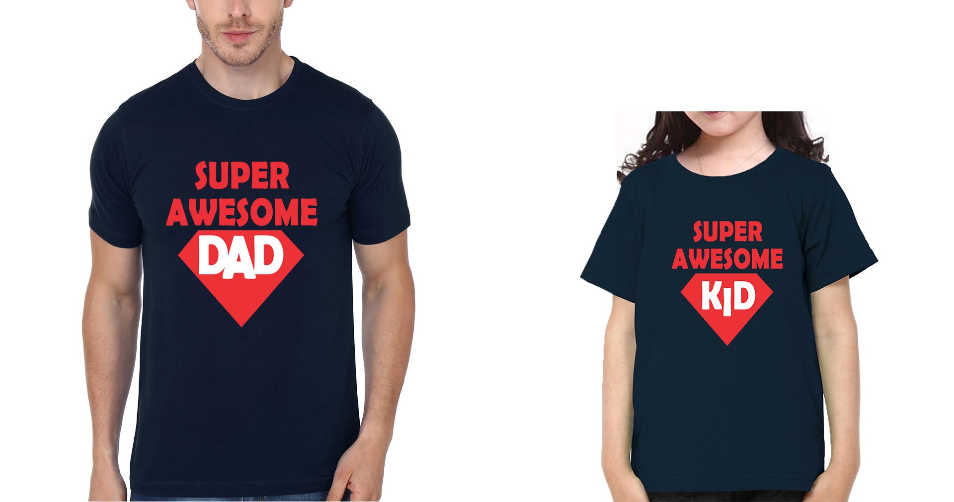 Super Awesome Dad Super Awesome Kid Father and Daughter Matching T-Shirt- FunkyTeesClub