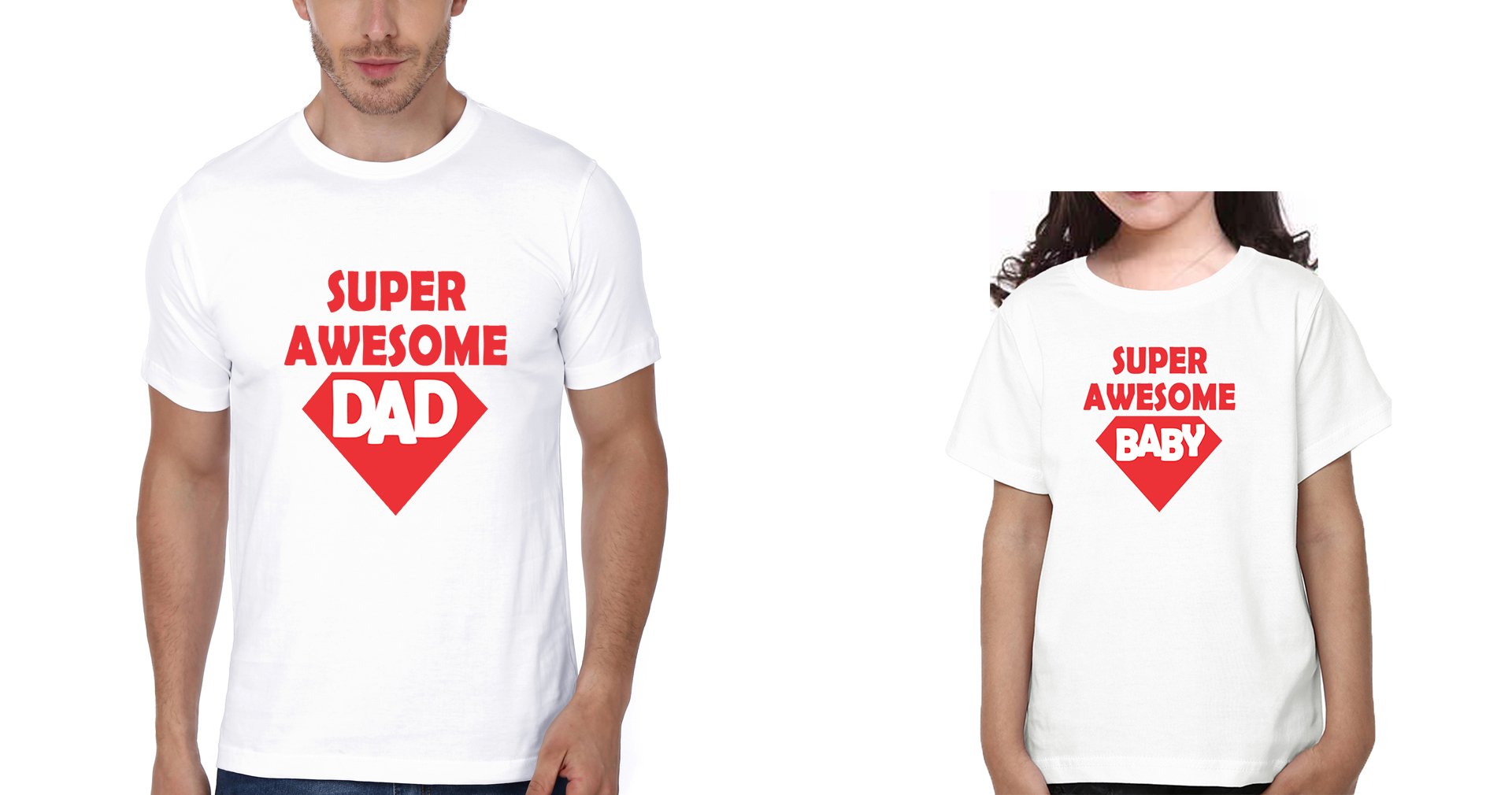 Super Awesome Dad & Super Awesome Kid Father and Daughter Matching T-Shirt- FunkyTeesClub