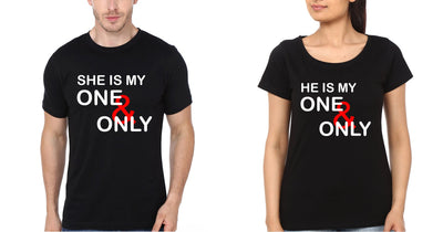 One & Only Couple Half Sleeves T-Shirts -FunkyTees