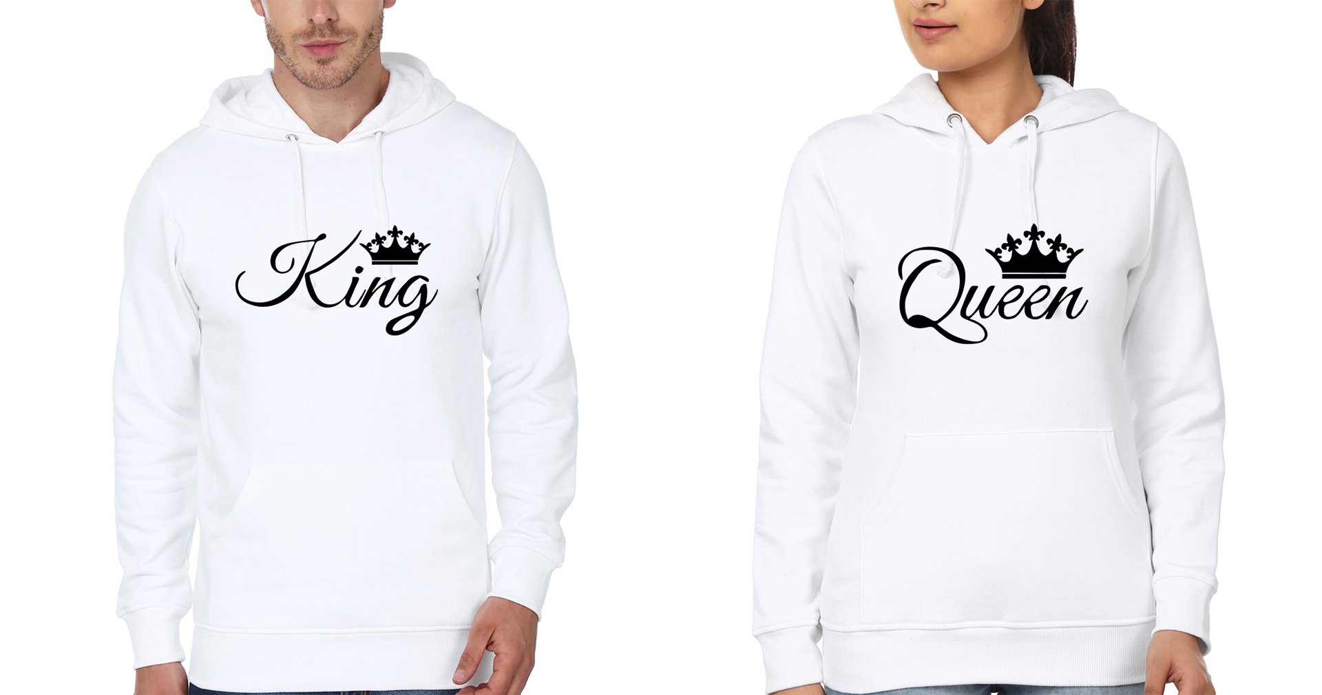 King Queen Couple Hoodie-FunkyTees