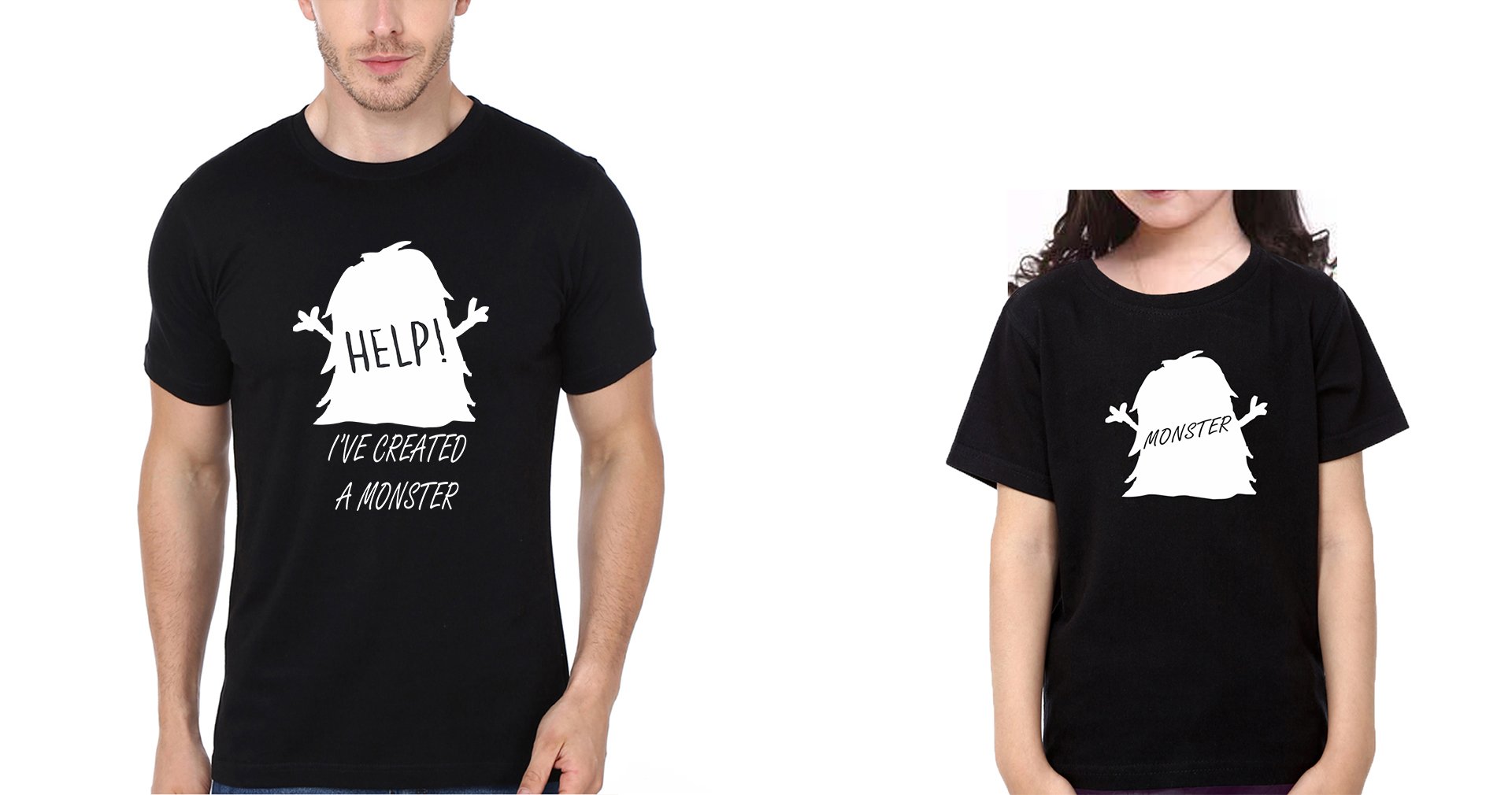 Help Monster Father and Daughter Matching T-Shirt- FunkyTeesClub