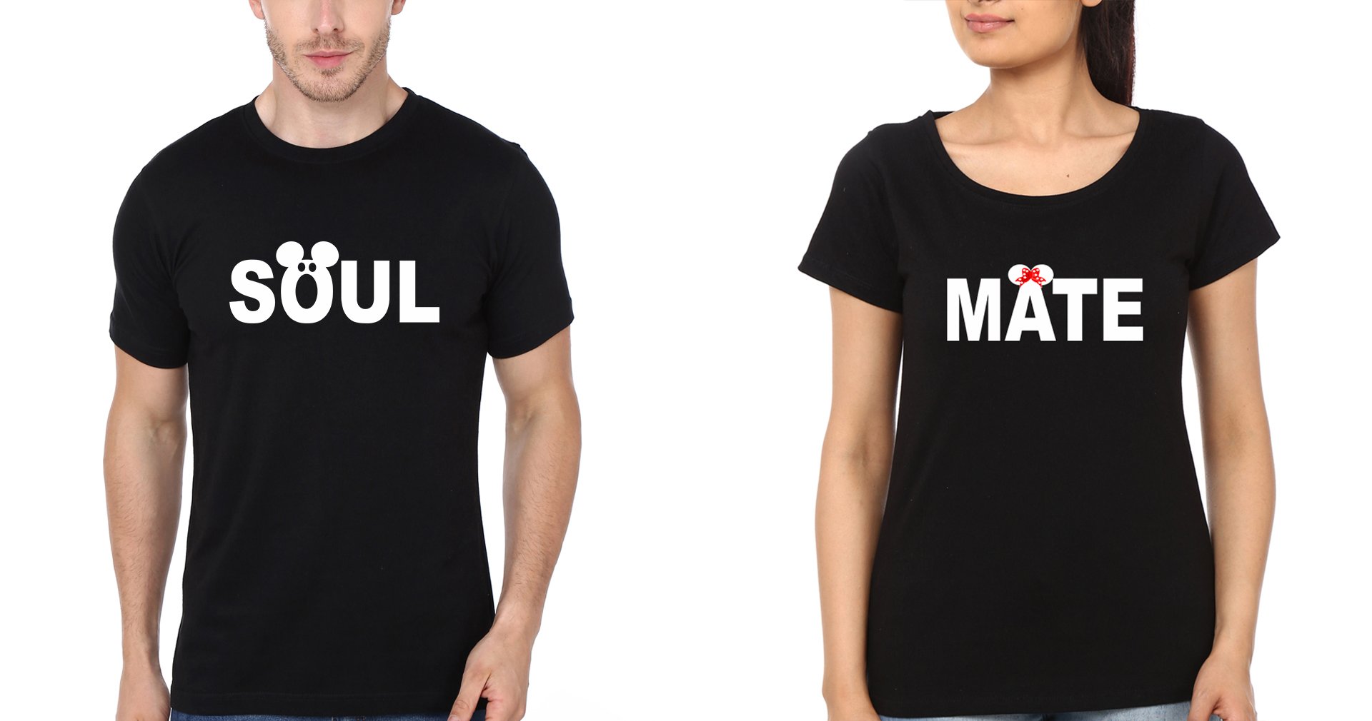 Soul Mate Couple Half Sleeves T-Shirts -FunkyTees
