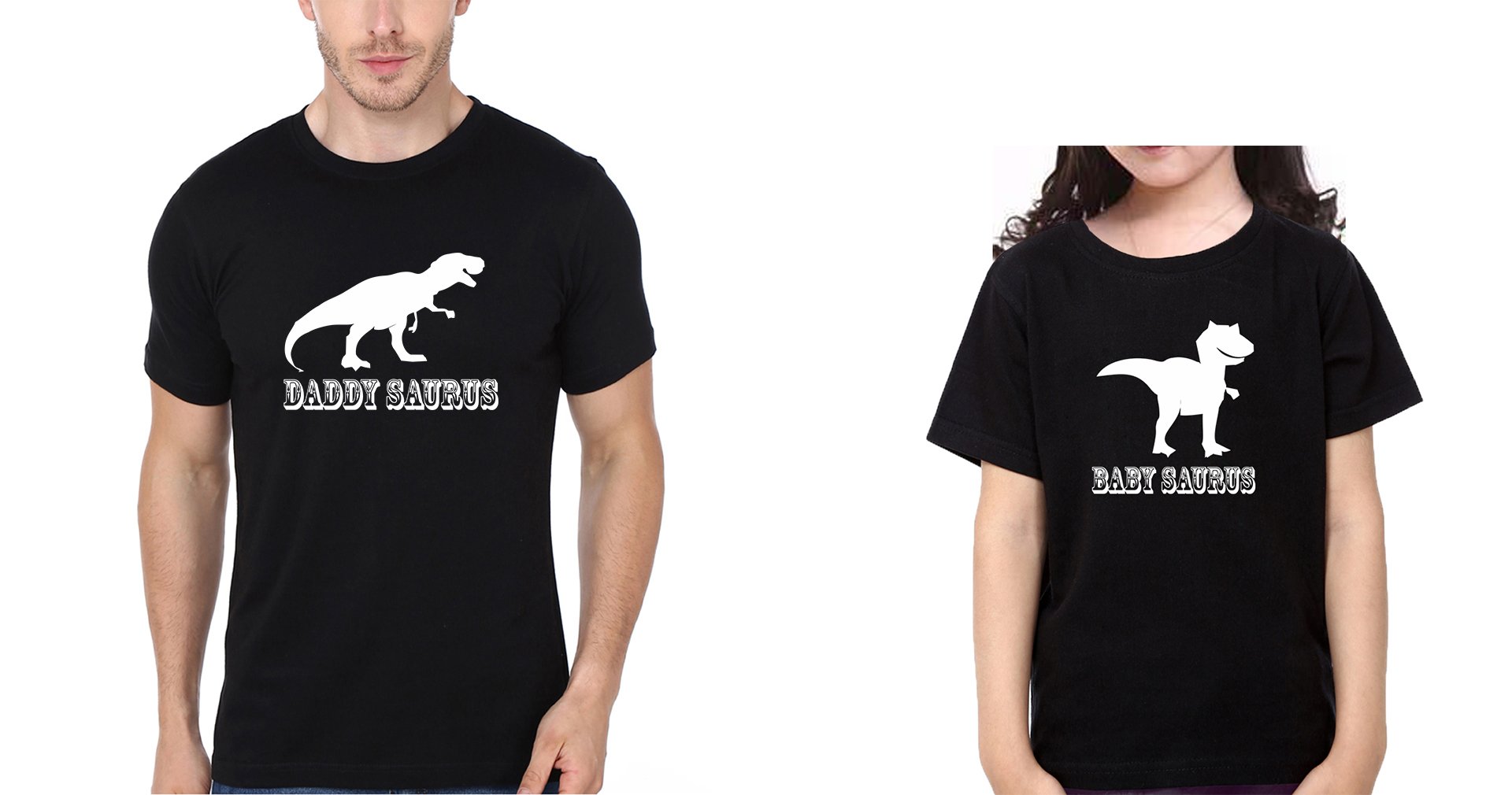 Daddy Saurus Baby Saurus Father and Daughter Matching T-Shirt- FunkyTeesClub