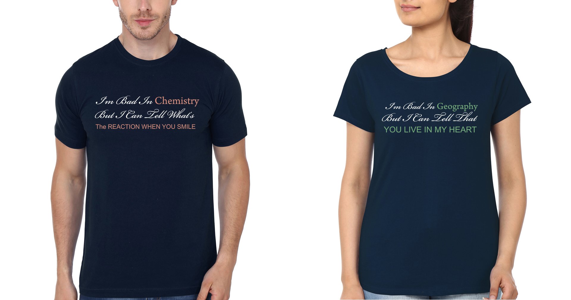 I'm Bad In Chemistry Couple Half Sleeves T-Shirts -FunkyTees