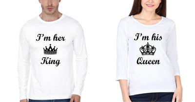 I'm Her King I'm His Queen Couple Full Sleeves T-Shirts -FunkyTees