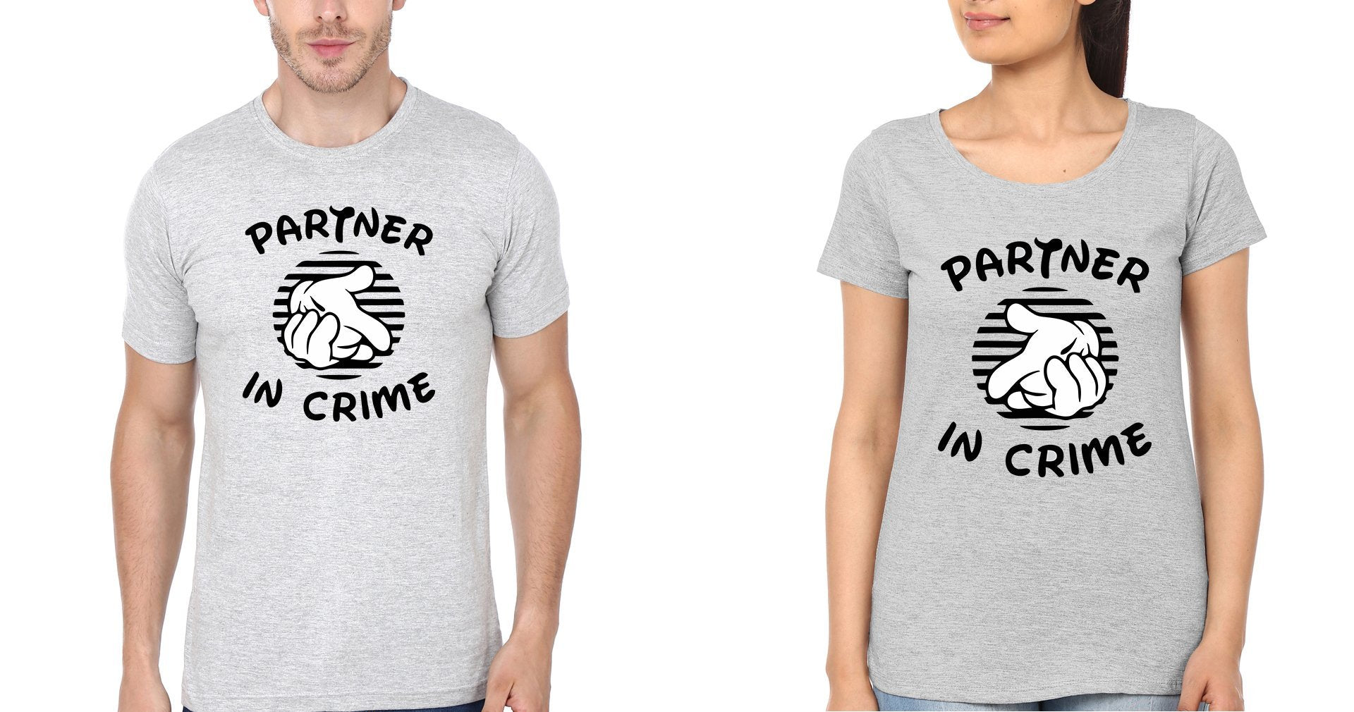 Partner in Crime Couple Half Sleeves T-Shirts -FunkyTees