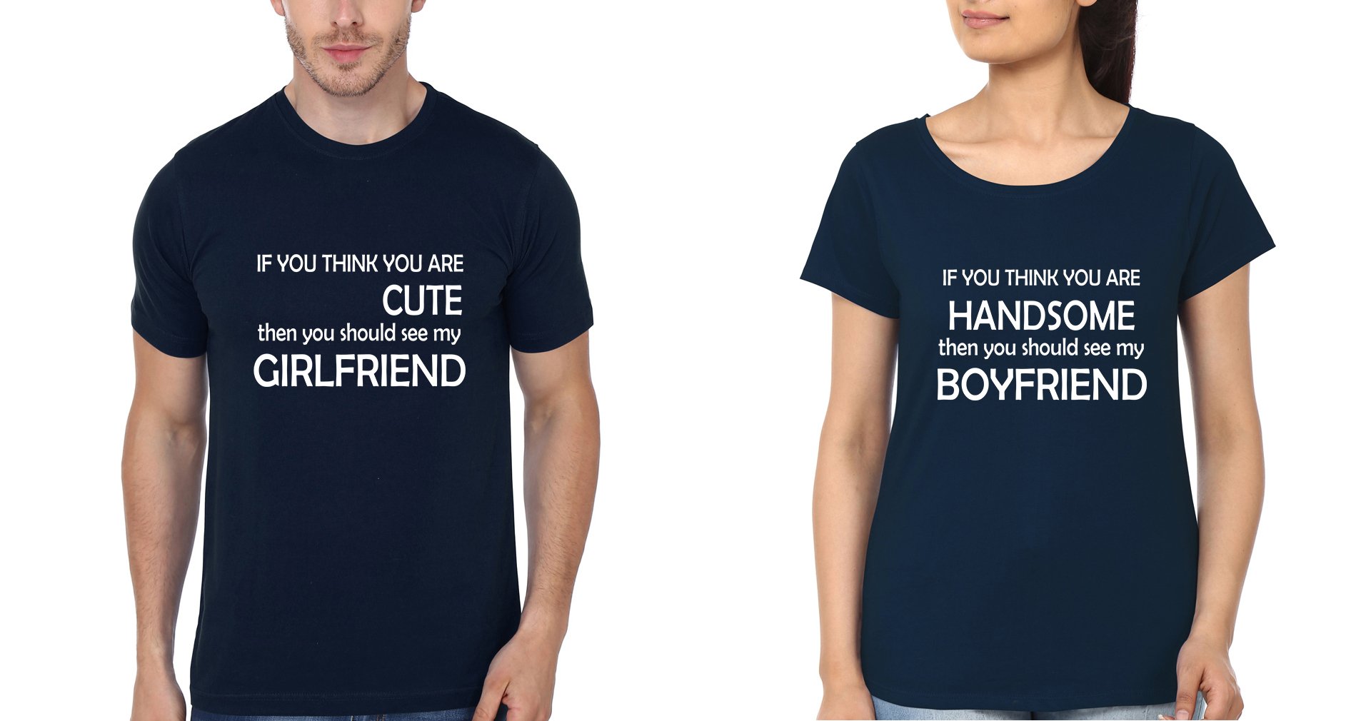 Girlfriend Boyfriend Couple Half Sleeves T-Shirts -FunkyTees