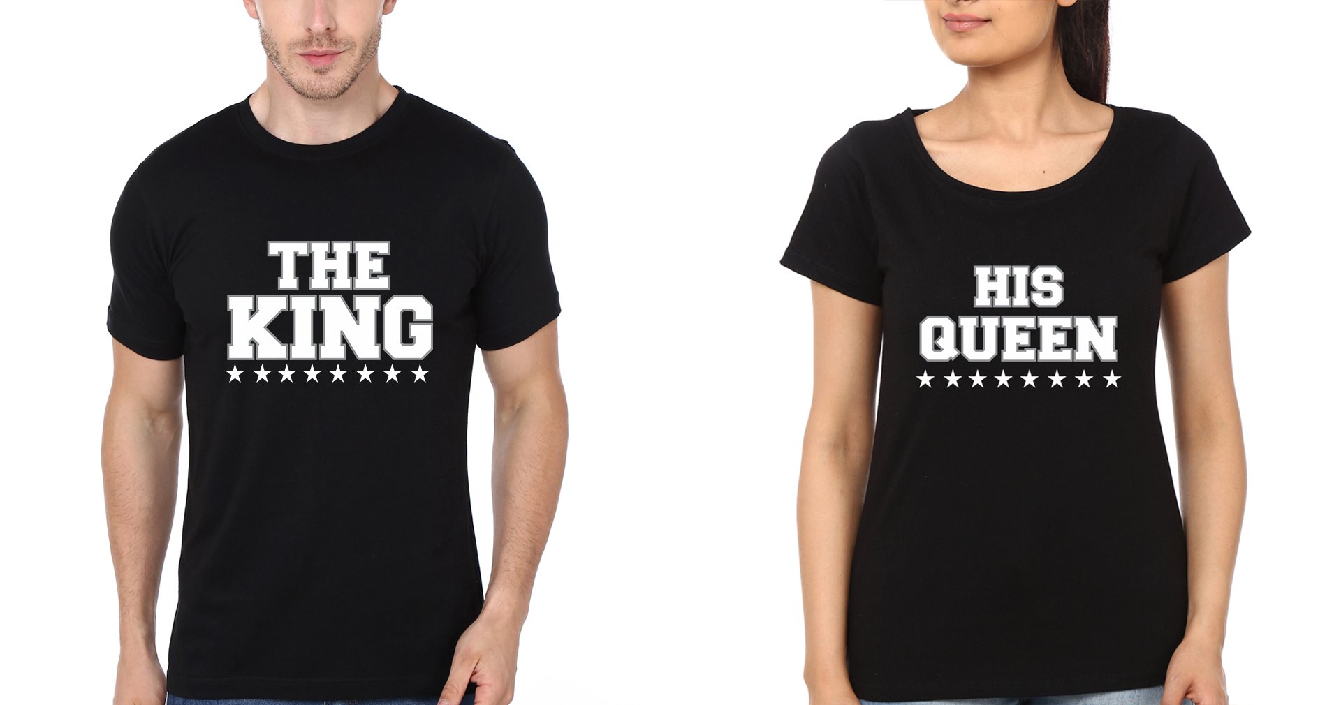 The King His Queen Couple Half Sleeves T-Shirts -FunkyTees