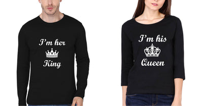 I'm Her King I'm His Queen Couple Full Sleeves T-Shirts -FunkyTees