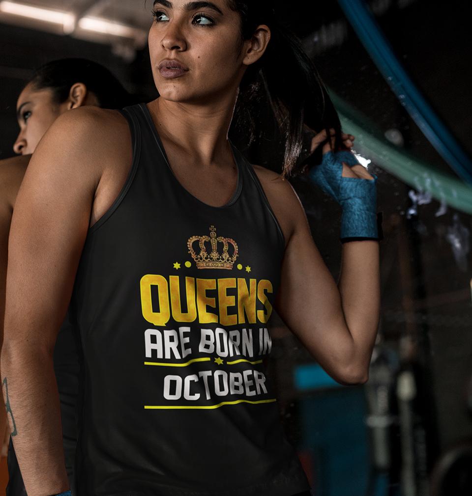 Queens Are Born In October Women Tank Top-FunkyTeesClub